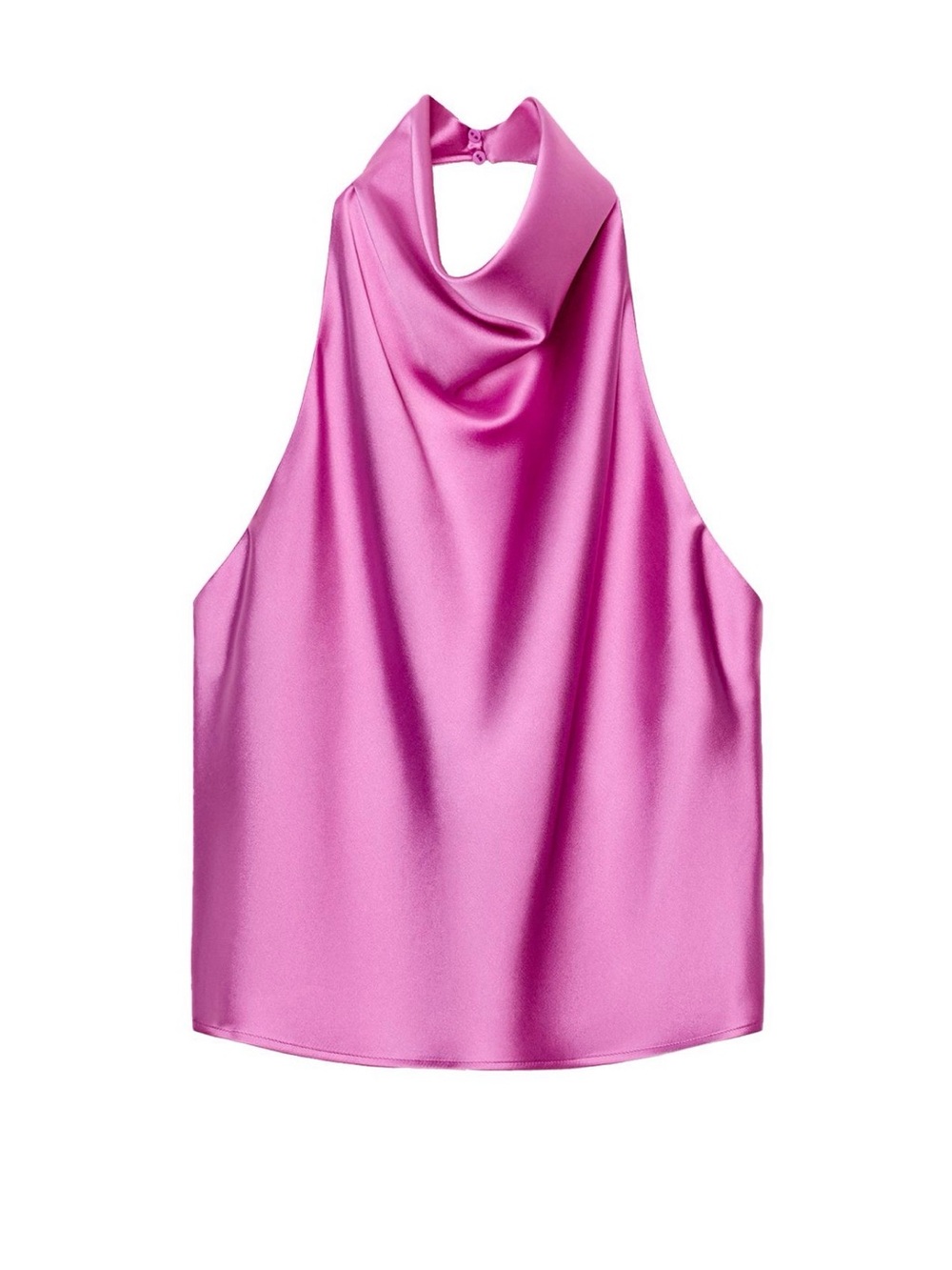 Zara Fuchsia Satin Halter Cowl Neck Top